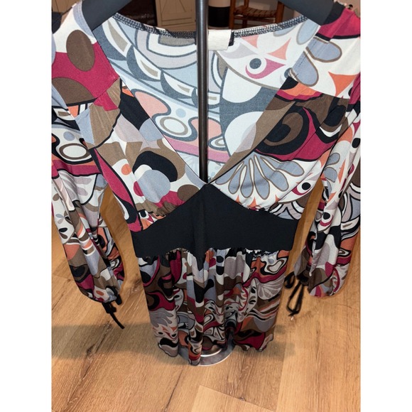 Cecemo Ca. Dresses & Skirts - Vintage Womens Abstract Print Dress Long Sleeve V Neck Party Cocktail
